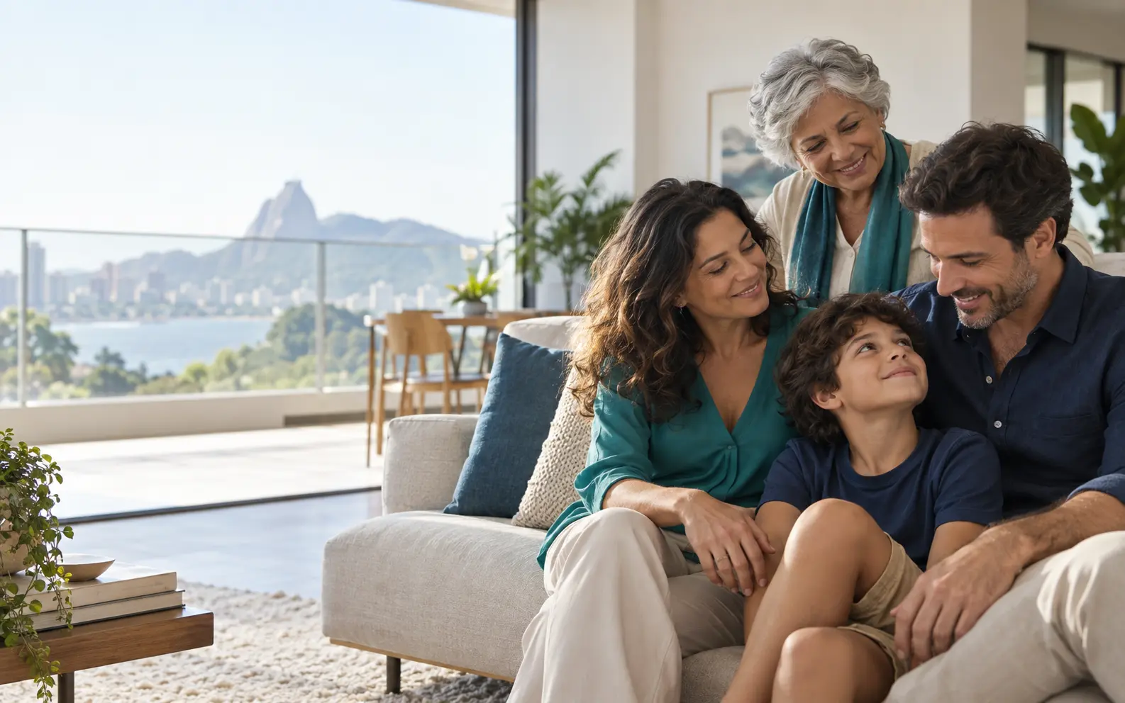 Família reunida em casa